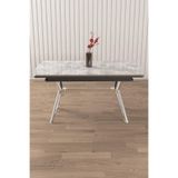 Canisa Rampla Gri 89x150 cm Açılabilir Lak Panel Yemek Masası, Krom Ayak