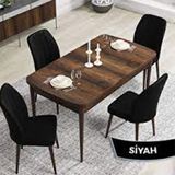 Canisa Rio Serisi 80x132 Açılabilir Mdf Barok Ahşap Desen Masa Takımı ve 4 Kahverengi Sandalye