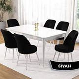 Canisa Rio Serisi 80x132 Açılabilir Mdf Beyaz 4 Kahverengi Sandalye ve 1 Bench Kahverengi Masa Takımı