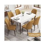 Canisa Rio Serisi 80x132 Açılabilir Mdf Beyaz Masa Ceviz Ayak Masa Takımı ve 6 Adet Cappucino Sandalye