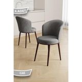 Canisa Risa Serisi 4 Adet Mutfak Sandalyesi, Gri, Kahverengi Metal Ayak, Babyface Kumaş