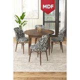 Canisa Rox Serisi MDF Yuvarlak 90x90 Barok Ahşap Desenli Sabit Masa 4 Zebra Sandalye Mutfak Masası Takımı