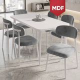 Canisa Runes Serisi Mdf Sabit 80X130 Beyaz Mutfak Masası Takımı 6 Sandalye - Gri
