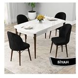Canisa Rut Serisi 80x132 Açılabilir Beyaz Masa Ceviz Ayak Mutfak Masası Takımı ve 4 Adet Siyah Sandalye