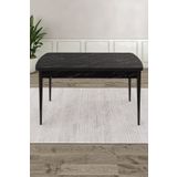 Canisa Siyah Mermer Desen 80x132 Açılabilir MDF Yemek Masası Ahşap Ayak