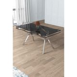 Canisa Sonata 90x160 cm Lak Panel Yemek Masası, Krom Ayak