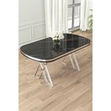 Canisa Sonata 90x168 cm Sabit Lak Panel Yemek Masası, Krom Ayak