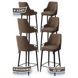 Canisa Tera Serisi 6 Kahve Sandalye 65 Cm Ada Mutfak Bar Sandalyesi Babyface Kumaş Siyah Metal Ayaklı