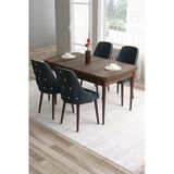 Canisa Tia Serisi, Barok Ahşap Desen 80X132 Açılabilir Mdf Mutfak Masası 4 Antrasit Sandalye Gold Detay