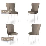 Canisa Tita Serisi 4 Adet Cappucino 1. Sınıf Babyface Kumaş Metal Beyaz Ayaklı Yemek Odası Sandalyesi
