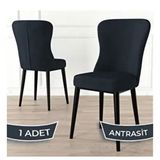Canisa Tita Serisi Antrasit 1. Sınıf Babyface Kumaş Metal Siyah Ayaklı Yemek Odası