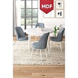 Canisa Tor Serisi Mdf Yuvarlak 90x90 Beyaz Sabit Masa Takımı Ve 4 Gri Sandalye