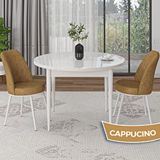 Canisa Tor Serisi Yuvarlak Beyaz Mutfak Masası Takımı ve 2 Cappucino Sandalye