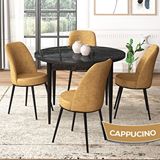 Canisa Tor Serisi Yuvarlak Mutfak Masa Takımı Siyah Mermer Desen Masa ve 4 Cappucino Sandalye