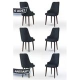 Canisa Trex Serisi 1.sınıf Babyface Kumaş Kahve Metal Ayak 6 Adet Antrasit Sandalye