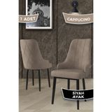 Canisa Trex Serisi Babyface Kumaş Cappucino Sandalye, Siyah Metal Ayak, 1 Adet