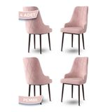 Canisa Trex Serisi Babyface Kumaş Pembe Sandalye, Siyah Metal Ayak, 4 Adet 22TREX04KHV