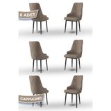 Canisa Trex Serisi, Babyface Kumaş, Siyah Metal Ayak, 6 Adet Cappucino Sandalye
