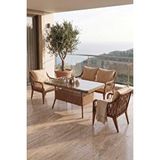 Canisa Tulipa Serisi 1.sınıf 2+1+1 Cappucino Rattan, Cappucino Minder Bahçe Balkon Oturma Koltuk Takımı Kahverengi