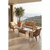 Canisa Tulipa Serisi 1.Sınıf 2+1+1 Cappucino Rattan, Cappucino Minder Bahçe Balkon Oturma Koltuk Takımı