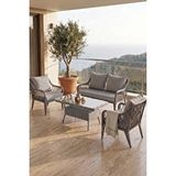 Canisa Tulipa Serisi 1.Sınıf 2+1+1 Gri Rattan Gri Minder Bahçe Balkon Oturma Koltuk Takımı Çok Renkli