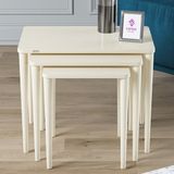 Canisa Via Serisi 3lü Zigon Sehpa Takımı MDF ve Lake Boya Gürgen Ayaklar Modern Tasarım 40 cm Derinlik - Krem