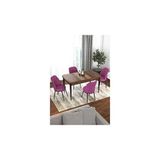 Canisa Via Serisi Barok Ahşap Desen Masa 80x132 cm Açılabilir 4 Sandalye Mor Mutfak Masa Takımı