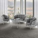 Canisa Viola Serisi 1. Sınıf 2+1+1 Beyaz Rattan Gri Minder Bahçe Balkon Oturma Koltuk Takımı - 90 X 90 - Beyaz - Gri