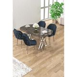 Canisa Zae Serisi 90x168 Lak Panel Antrasit Ironi Krom Ayak Masa Takımı 4 Antrasit Sandalye