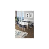 Canisa Zen Serisi Beyaz Masa MDF 80x132 CM Açılabilir 6 Sandalye Füme Mutfak Masa Takımı