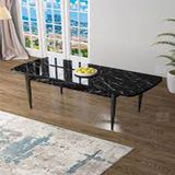 Canisa Zen Serisi Siyah Mermer Desen MDF 80x132 Açılabilir Mutfak Masası Takımı Turkuaz 4 Sandalye 1 Pera Bench