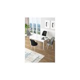 Canisa Zen Serisi Siyah Mermer Desen MDF 80x132 cm Açılabilir 2 Siyah 2 Zebra Desen Sandalye Mutfak Masa Takımı