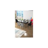 Canisa Zen Serisi Siyah Mermer Desen MDF 80x132 cm Açılabilir 2 Siyah 4 Zebra Desen Sandalye Mutfak Masa Takımı