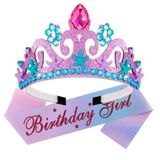 Canitor Kız için Doğum Günü Tiara Kızlar için Doğum Günü Tacı Deniz Kızı Taç Denizkızı Doğum Günü Süslemeleri Doğum Günü Kız Kuşak Deniz Kızı Doğum Günü Partisi Malzemeleri Doğum Günü Kız Kafa Bandı Deniz