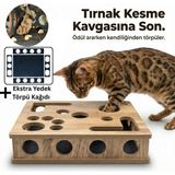 Canlı Saksı Kedikür™ – Tırnak Törpüleyen Tırmalama ve Oyun Kutusu - Ahşap