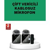 Canlı Yayın ve Video Çekimleri Için Çiftli Kablosuz Yaka Mikrofon - Çok Renkli