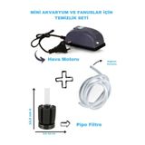 Canlipetshop Mini Akvaryum ve Fanuslar Için Temizlik Sistemi (Hava Motoru+Hortum+Pipo Filtre) Komple Set