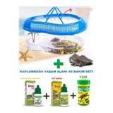 Canlipetshop Taşınabilir Kaplumbağa Yaşam Alanı Ve Bakım Seti (Yaşam Alanı+Yem+2 İlaç+) Komple Set