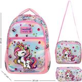 Canloor Waddell Lisanslı Unicorn Desenli Ilkokul Sırt Çantası,beslenme Çantası ve Kalemlik,okul Çantası Set - SIRT ÇANTASI - 6GA-Pembe - 40*17*30CM
