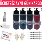 Canon Bitmeyen Kartuşlu Tanklı Yazıcı 4X500ml Muadil Mürekkep Seti Duruınk 4 Renk Kartuş Dolum Mürekkebi