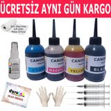 Canon Bitmeyen Kartuşlu Tanklı Yazıcı Uyumlu 4X100ml Muadil Mürekkep Seti Duruınk 4 Renk Kartuş Dolum Mürekkebi