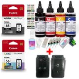 Canon E414/404/484/474 Yazıcı Kartuşu + Ful Dolum Seti PG-46/CL56 - Renkli - Siyah