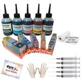 Canon Mp540 Mp550 Mp560 Uyumlu Kolay Dolan Kartuş+5x100ml Mürekkep 5 Renk Dolu