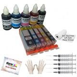 Canon Mp620 Mp630 Mp640 Uyumlu Kolay Dolan Kartuş+5x50ml Mürekkep 5 Renk Dolu