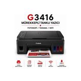 Canon Pixma G3416 Wi-Fi Kablosuz Tanklı Yazıcı - Tarayıcı, Fotokopi, Düşük Baskı Maliyeti, Yüksek Verim - Siyah
