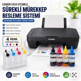 Canonix Canon E414 Çok Fonksiyonlu Yazıcı + Bitmeyen Kartuş Sistemi + 4x100 ml Mürekkep Seti + USB Kablo | Yazıcı, Tarayıcı, Fotokopi | Ev ve Ofis Kullanımı - Siyah