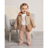 Canoz 4'lü Kapitone Çiçekli Kız Bebek Takım 6-9 Ay 9-12 Ay 12-18 Ay Yenidoğan Bebek Takım Çeket+Uzun Kollu Çıtçıtlıı Body+Pantolon+Çanta Kız Bebek Takım - 12 - 18 Ay - Kahverengi