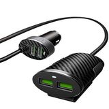 Canpay Araba Araç İçi Ön ve Arka Koltuk Uzatmalı (1.2 Metre) 4 USB Girişli Çakmaklık Şarj Adaptörü Başlığı
