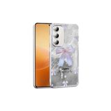 Canpay Samsung Galaxy A35 Uyumlu Kılıf, İncili Fiyonk Desenli, Mat Dokulu, Sert TPU Kapak