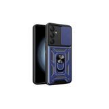 Canpay Samsung Galaxy A35 Uyumlu Kılıf, Sürgülü Kamera Korumalı, Manyetik Yüzük Standlı, Zırh Tank Kapak, Lacivert